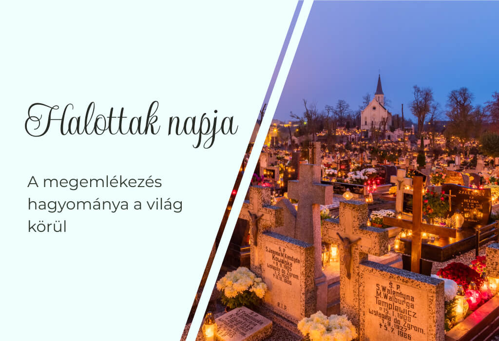 Blogcikk kiemelt képe a címmel, egy kivilágított temetővel a háttérben